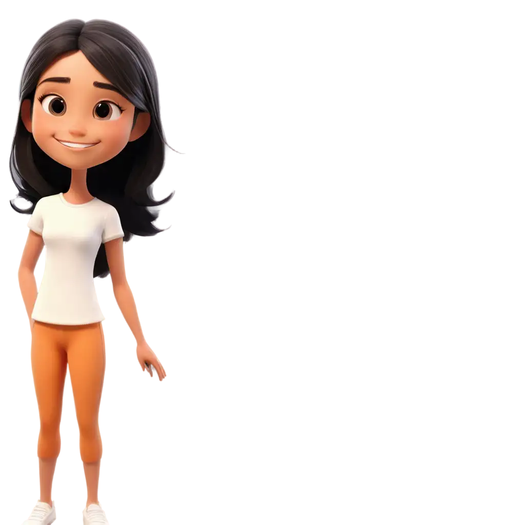 Smiling-Cartoon-Girl-with-Medium-Length-Black-Hair-and-Brown-Eyes-PNG-Image