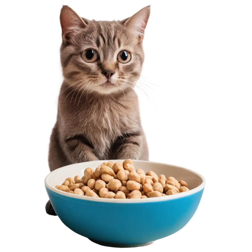 Adorable-Cat-Eating-Food-in-a-Bowl-HighQuality-PNG-Image-for-Your-Creative-Projects