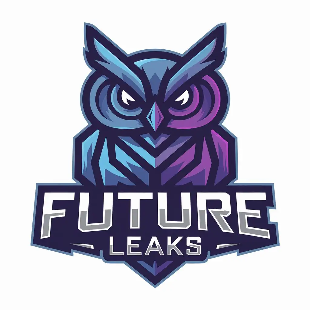 LOGO Design for Future Leaks Futuristic Owl Mascot in Blue and Purple