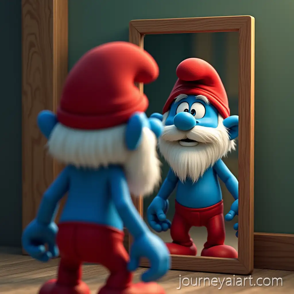 UltraRealistic-8K-Humanized-Papa-Smurf-Reflection-in-Cinematic-Mirror-Scene