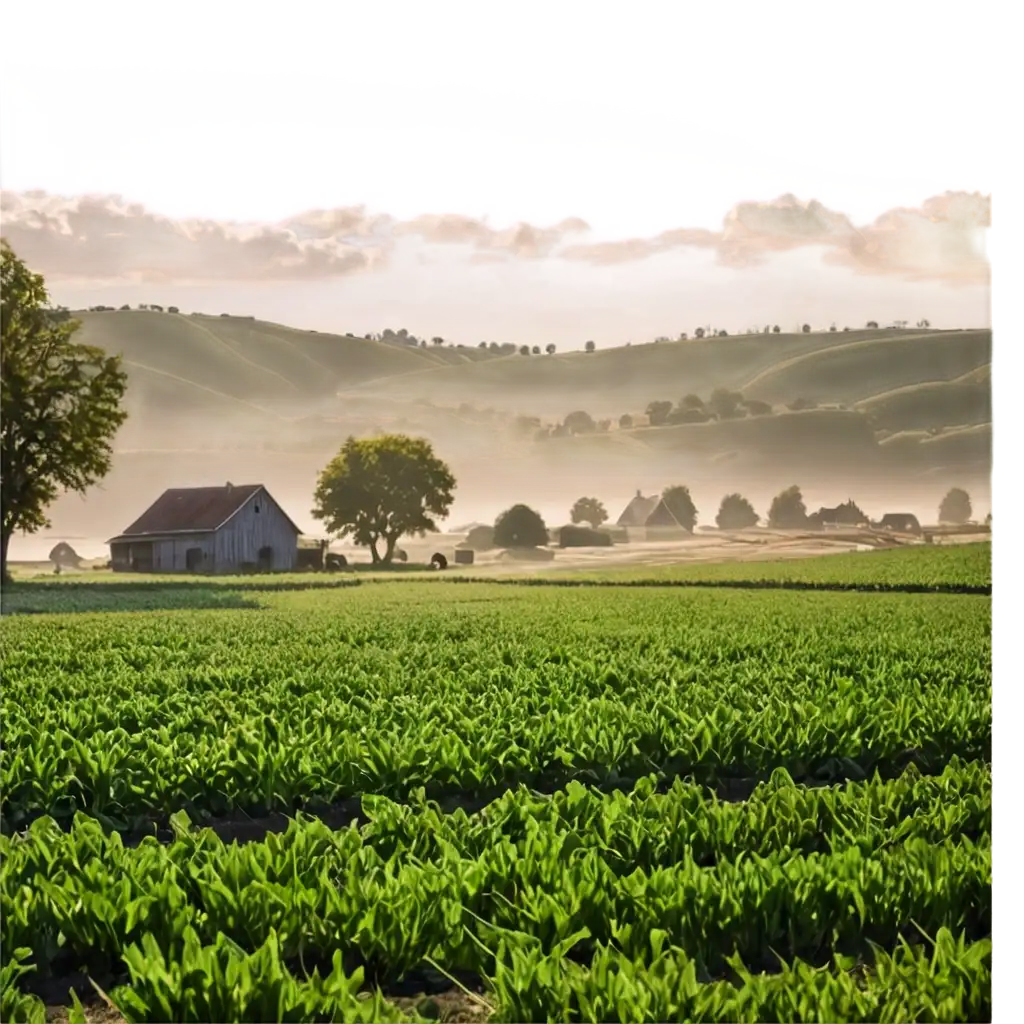 Vibrant-Farming-Scene-PNG-Early-Morning-Light-Over-Lush-Fields