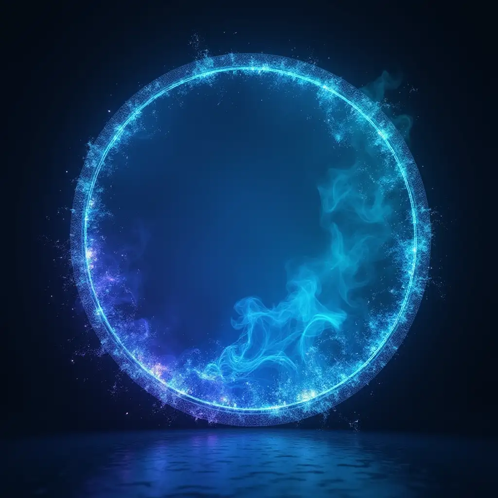 Circular Portal in Blue Teal and Dark Purple Space