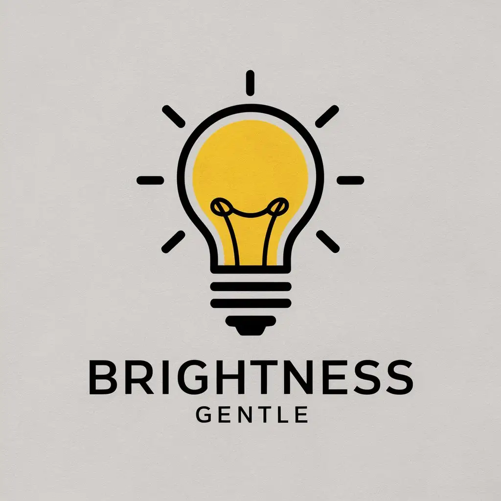 a vector logo design,with the text "BrightnessGentle", main symbol:light bulb,Minimalistic,clear background