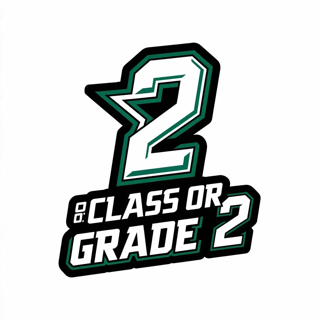 a vector logo design,with the text "2 class or grade 2", main symbol:user_prompt: star campus green,Moderate,be used in Education industry,clear background