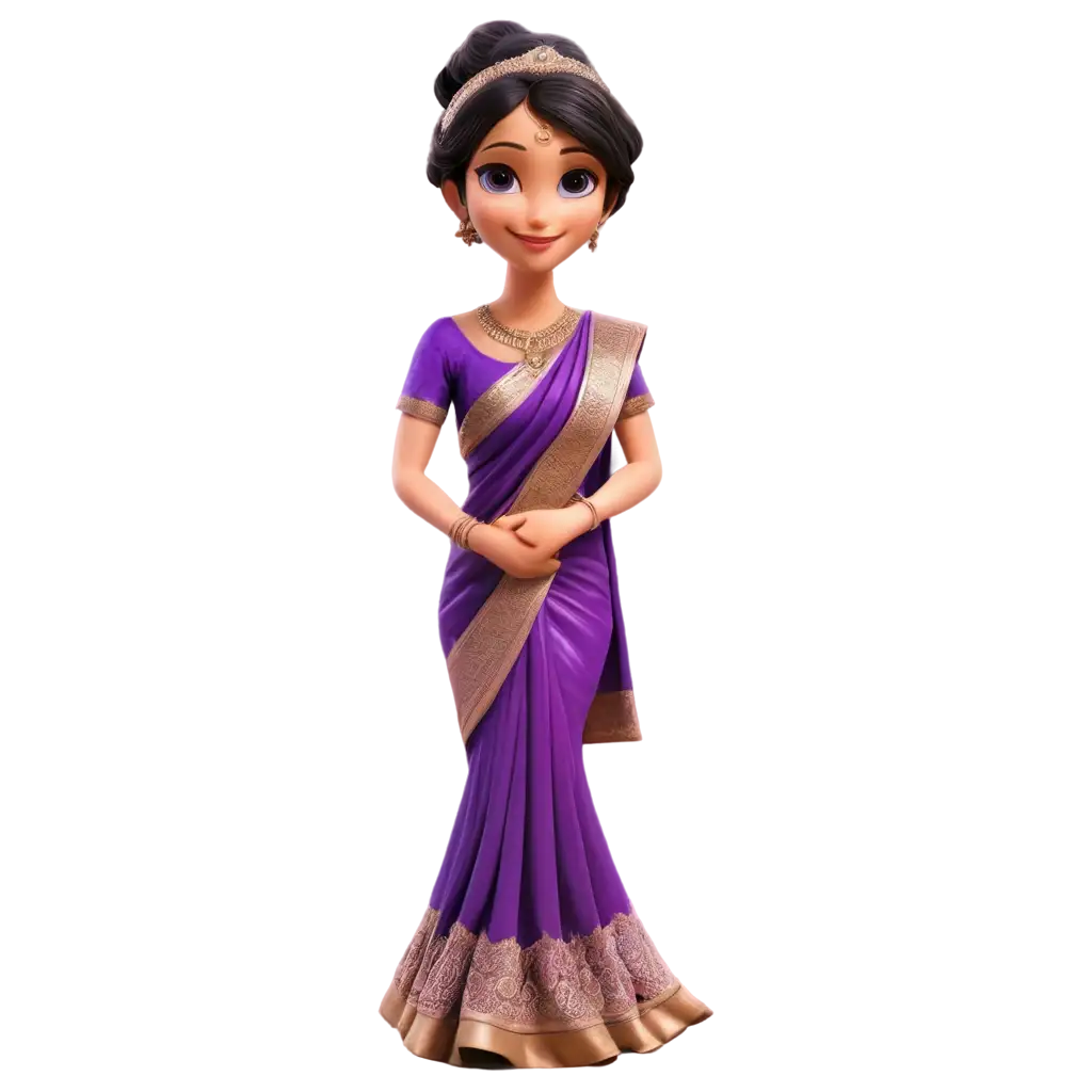 Purple-Saree-Animated-Bride-PNG-Image-Elegant-and-Dynamic-Illustration