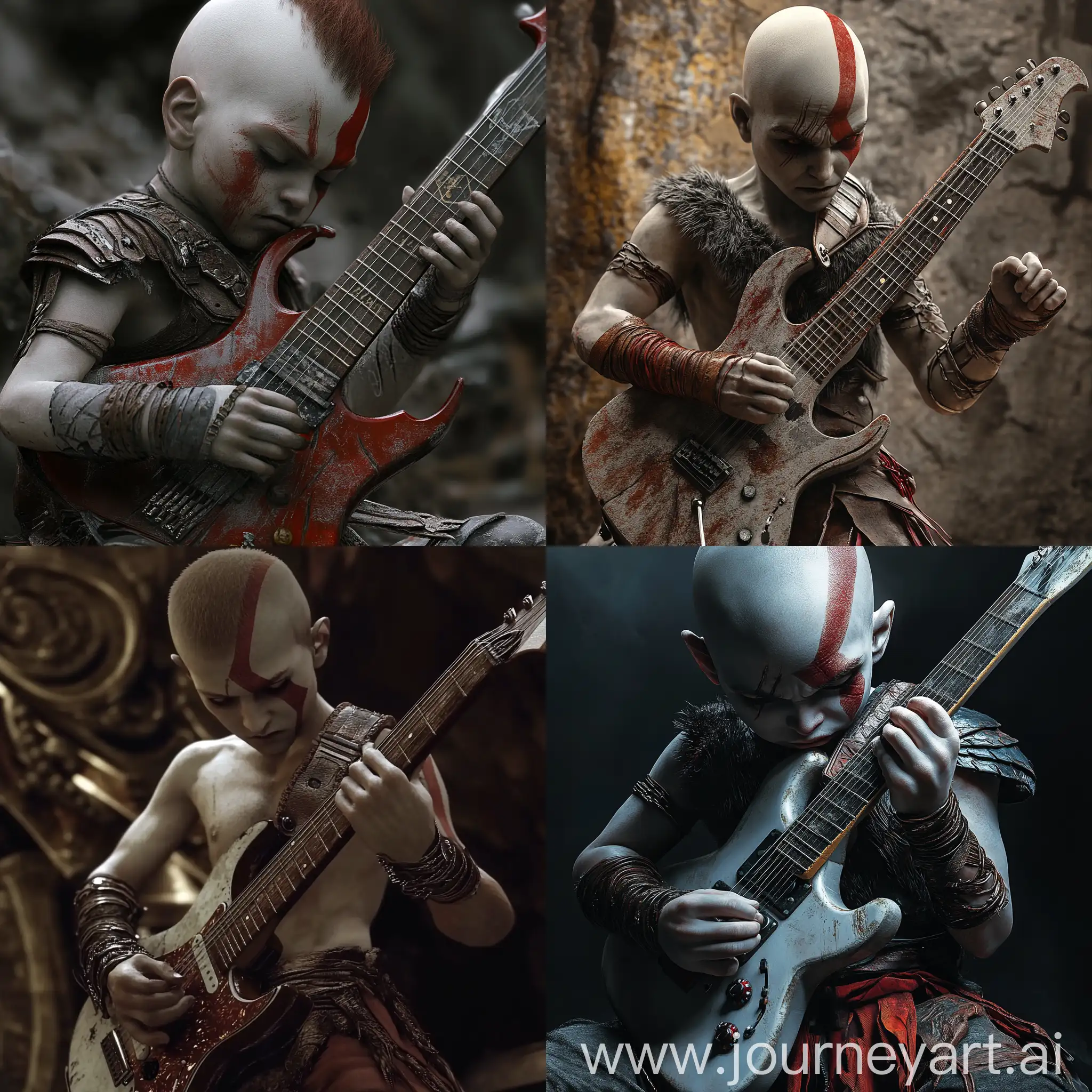 Young-Kratos-Playing-Electric-Guitar-God-of-War-2005-Fan-Art