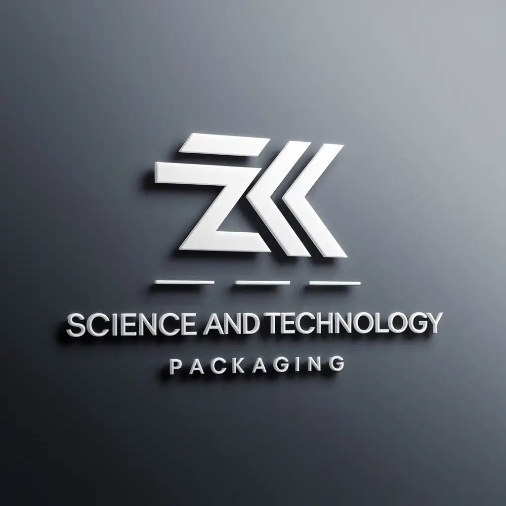 a vector logo design,with the text "science and technology packaging", main symbol:ZK,Moderate,be used in Technology industry,clear background