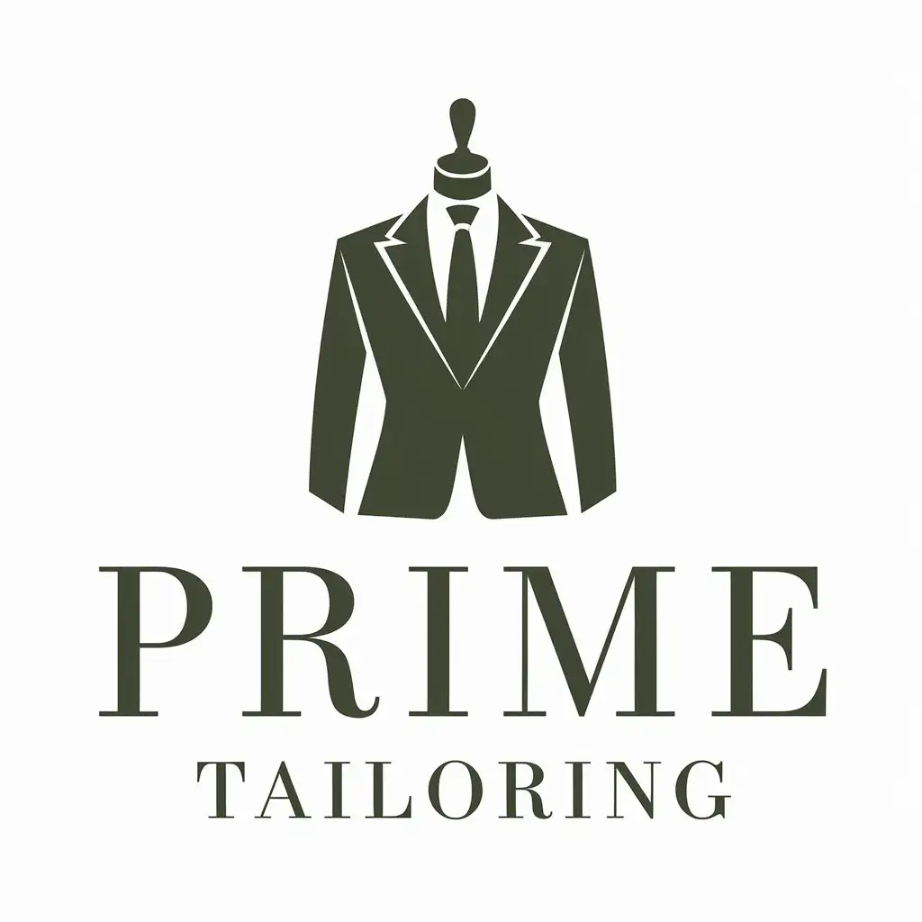 LOGO Design for Prime Tailoring Luxurious Green Color with Vector Elements and Clear Background