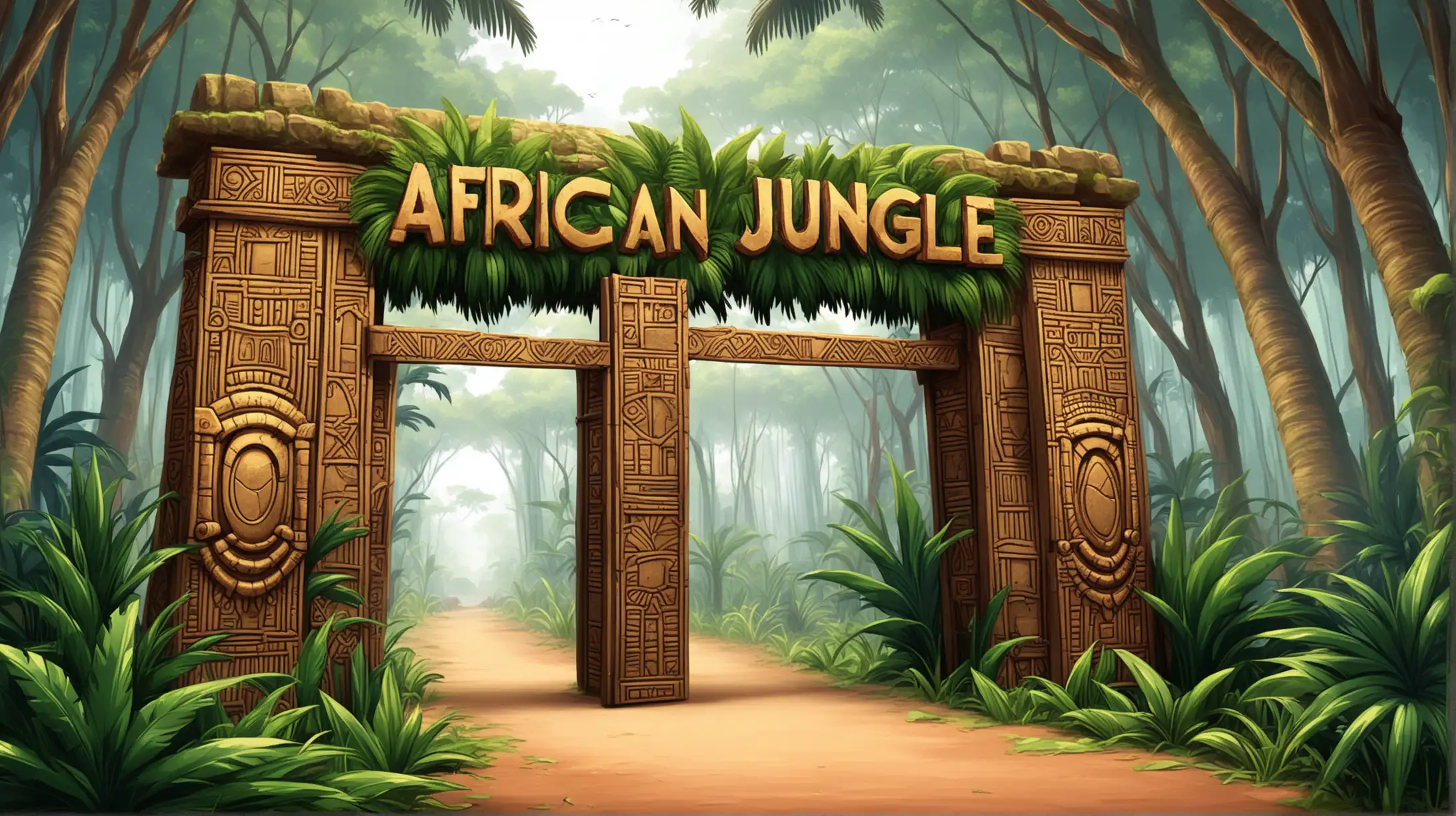 Majestic African Jungle Gate at Sunset