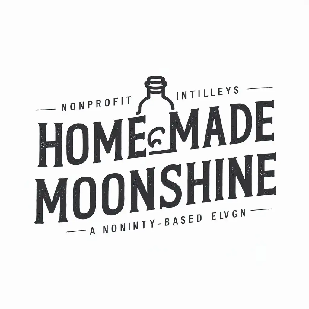 a logo design,with the text "Home-made moonshine", main symbol:bottle,Moderate,be used in Nonprofit industry,clear background