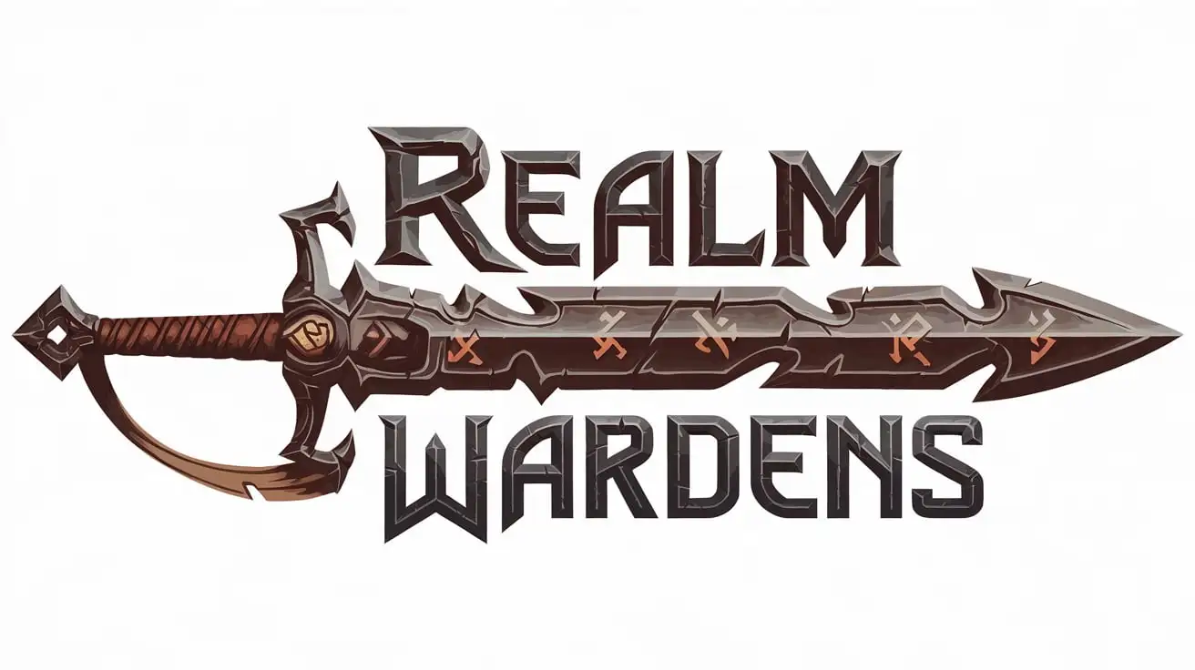 Fantasy RPG Game Logo Featuring Dwarven Forged Dragon Sword with Rune Engravings