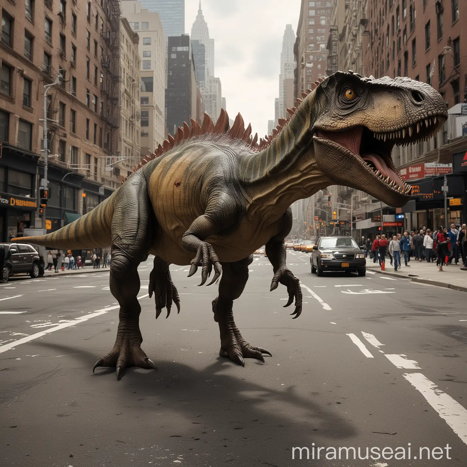 Realistic Dinosaur Encounter in New York City