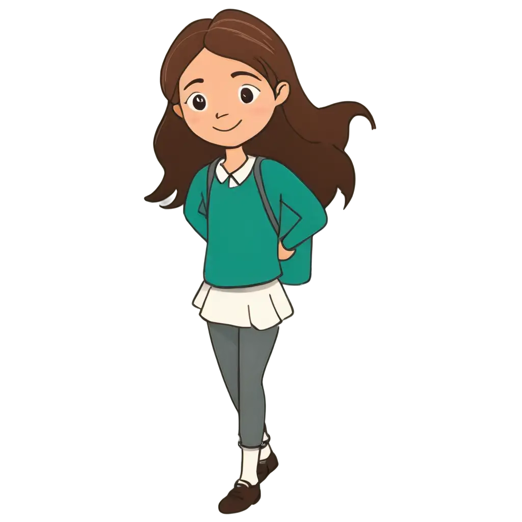 Middle-School-Aged-Girl-Cartoon-Clip-Art-PNG-Image-Vibrant-and-Expressive-Illustration