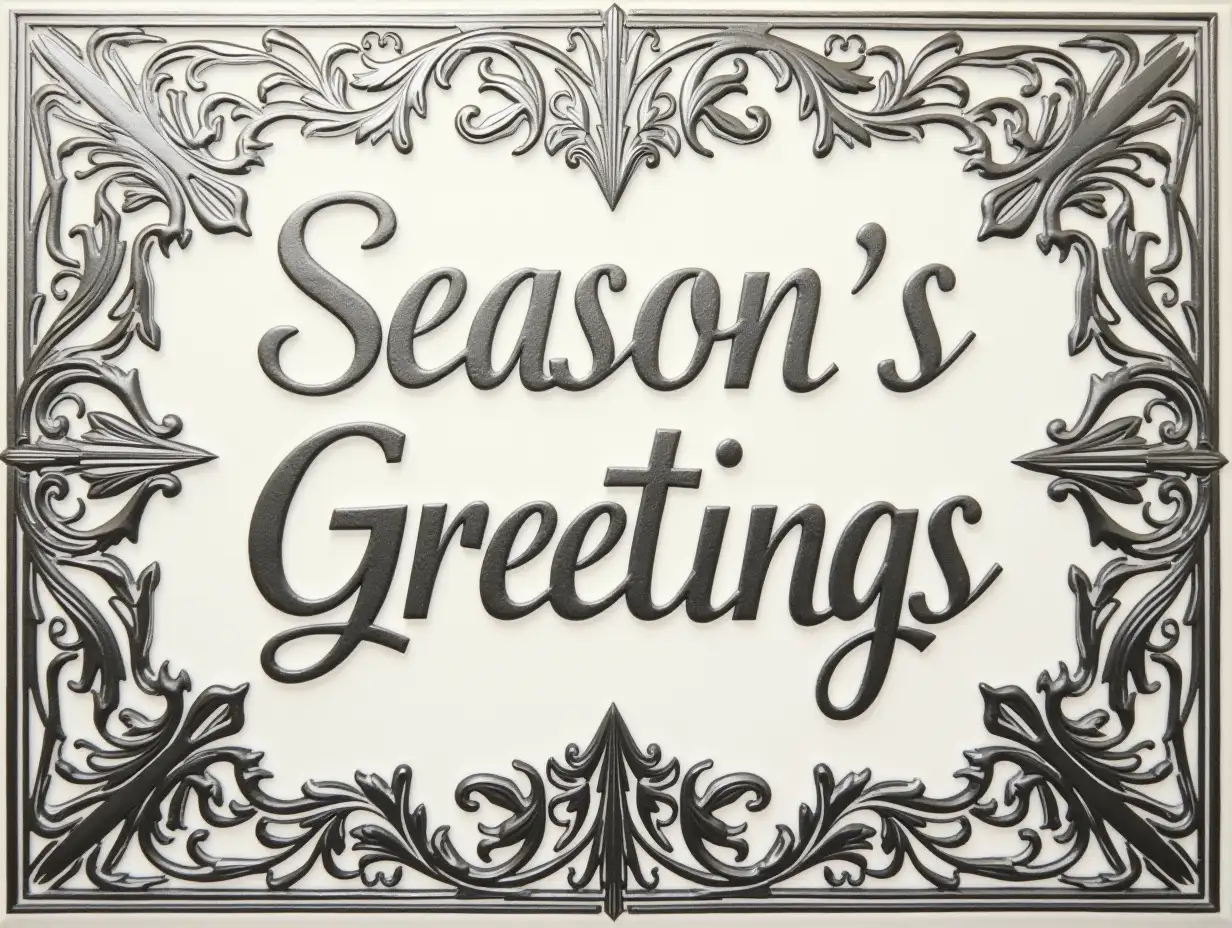 Elegant Silver Art Deco Design for Seasons Greetings Card