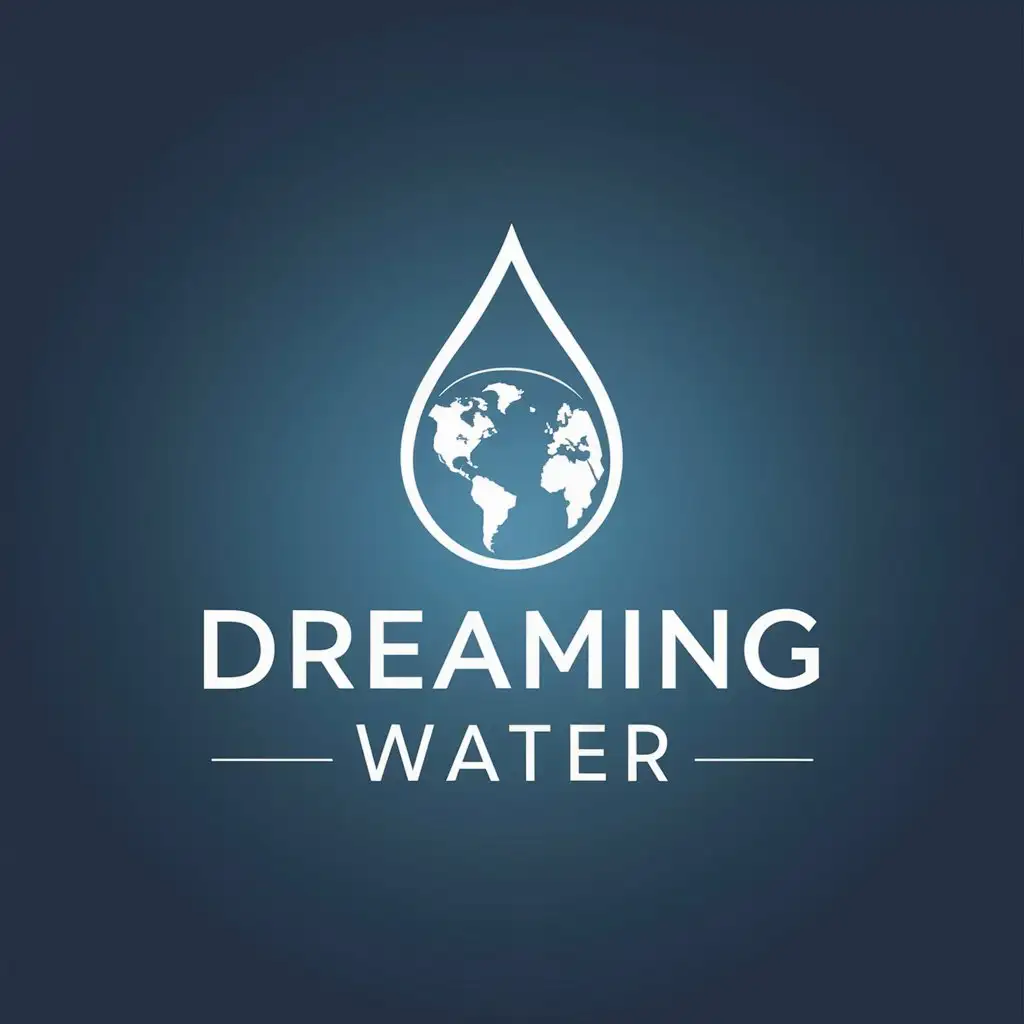 a vector logo design,with the text "dreaming-water", main symbol:Color selection: Mainly use blue tones to convey a sense of purity and health, while gold or silver can be paired to add a high-end look.
Graphic elements: A water drop shape can be designed to represent the purity of water and the source of life, and the inside of the water drop can be integrated into the outline of the earth, representing a global vision.
Font design: Choose a clean, modern font that ensures your brand name is easy to read and recognizable.
Innovation symbol: Add an innovative element to a certain part of the logo, such as a simplified gear or light bulb, to symbolize the company's innovative spirit.
Brand identity: Make sure the brand name of "Dream Water" stands out in the logo, perhaps through bold fonts or special designs.,Minimalistic,be used in Restaurant industry,clear background