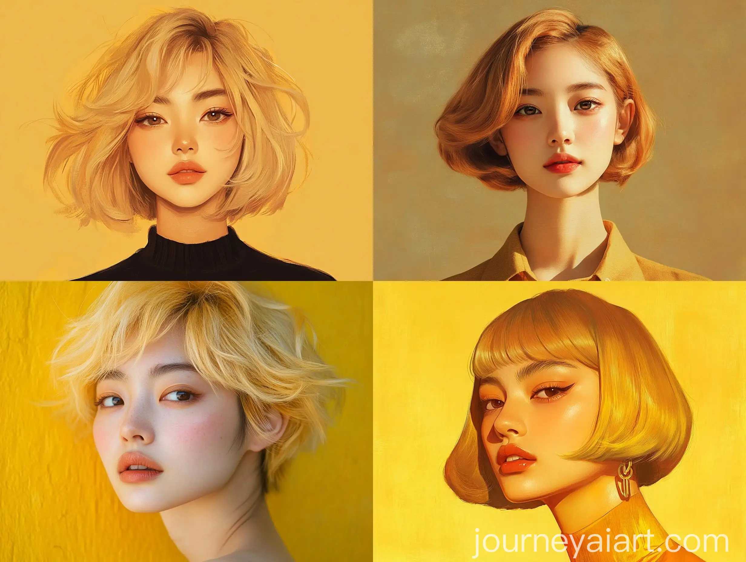 Asian-Woman-with-Short-Golden-Hair-in-30s-Portrait