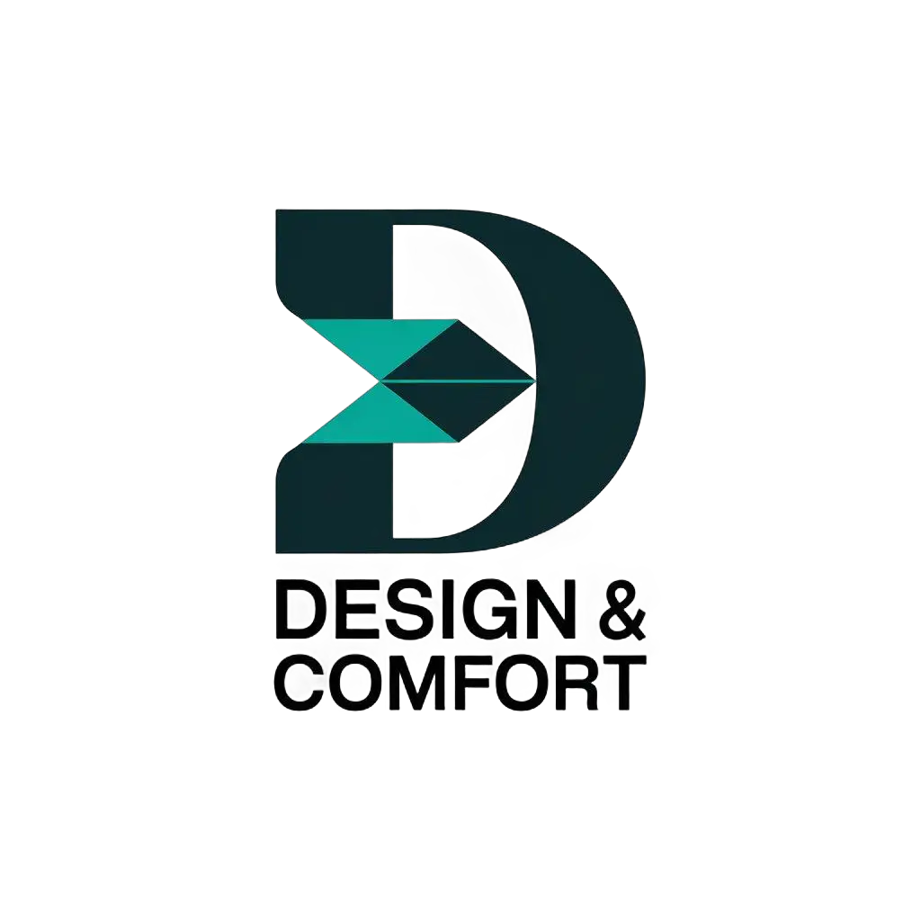 a vector logo design,with the text "Design & Comfort", main symbol:D, C,Moderate,be used in Retail industry,clear background