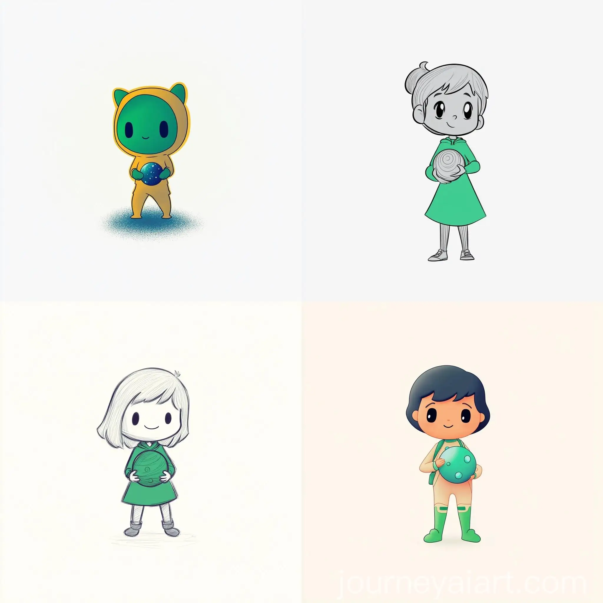 Cartoon-Style-Character-Holding-Planet-with-Smooth-Lines-and-Shadows