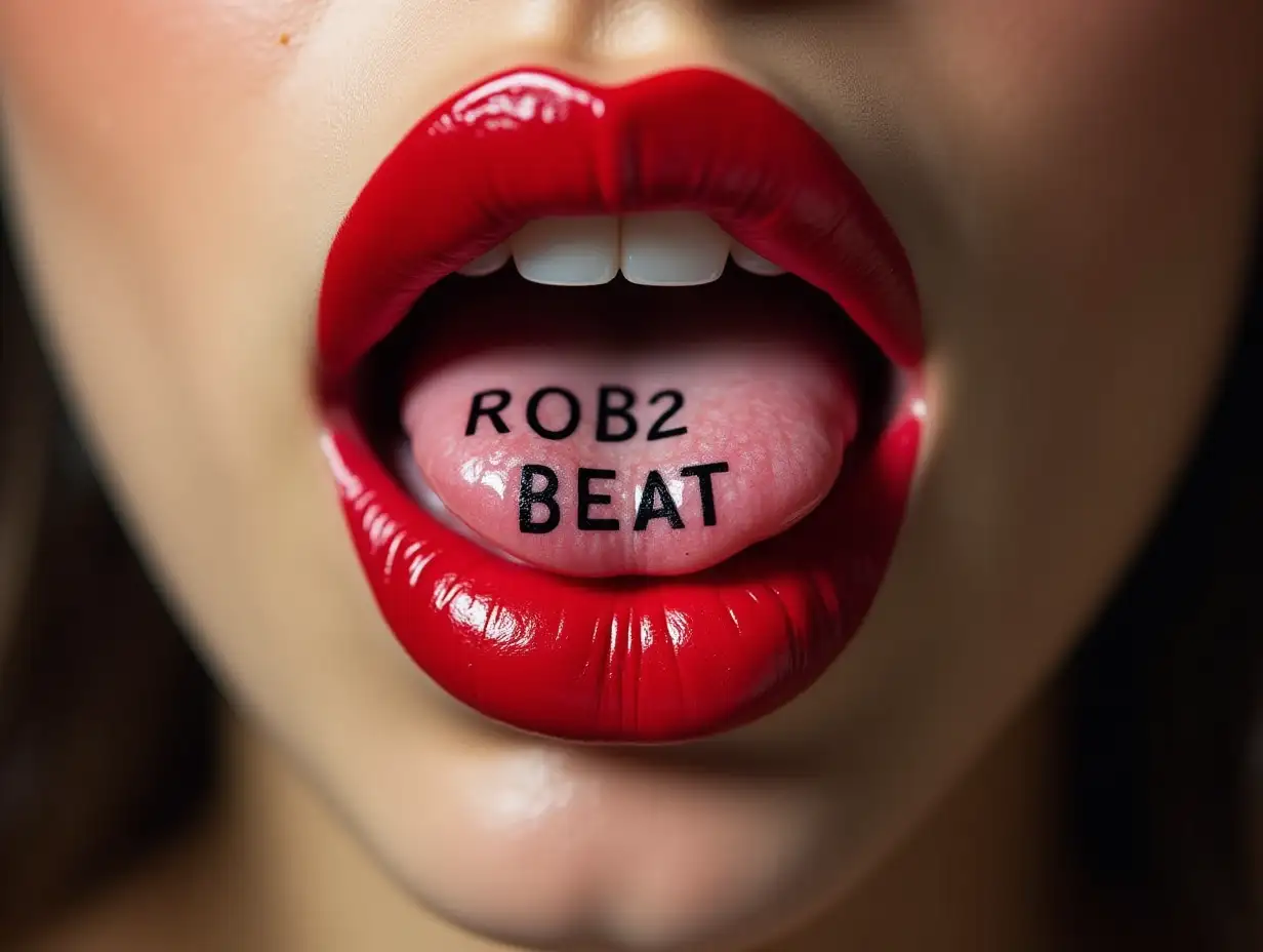 American-Woman-with-Red-Lips-and-ROB2Beat-on-Her-Tongue