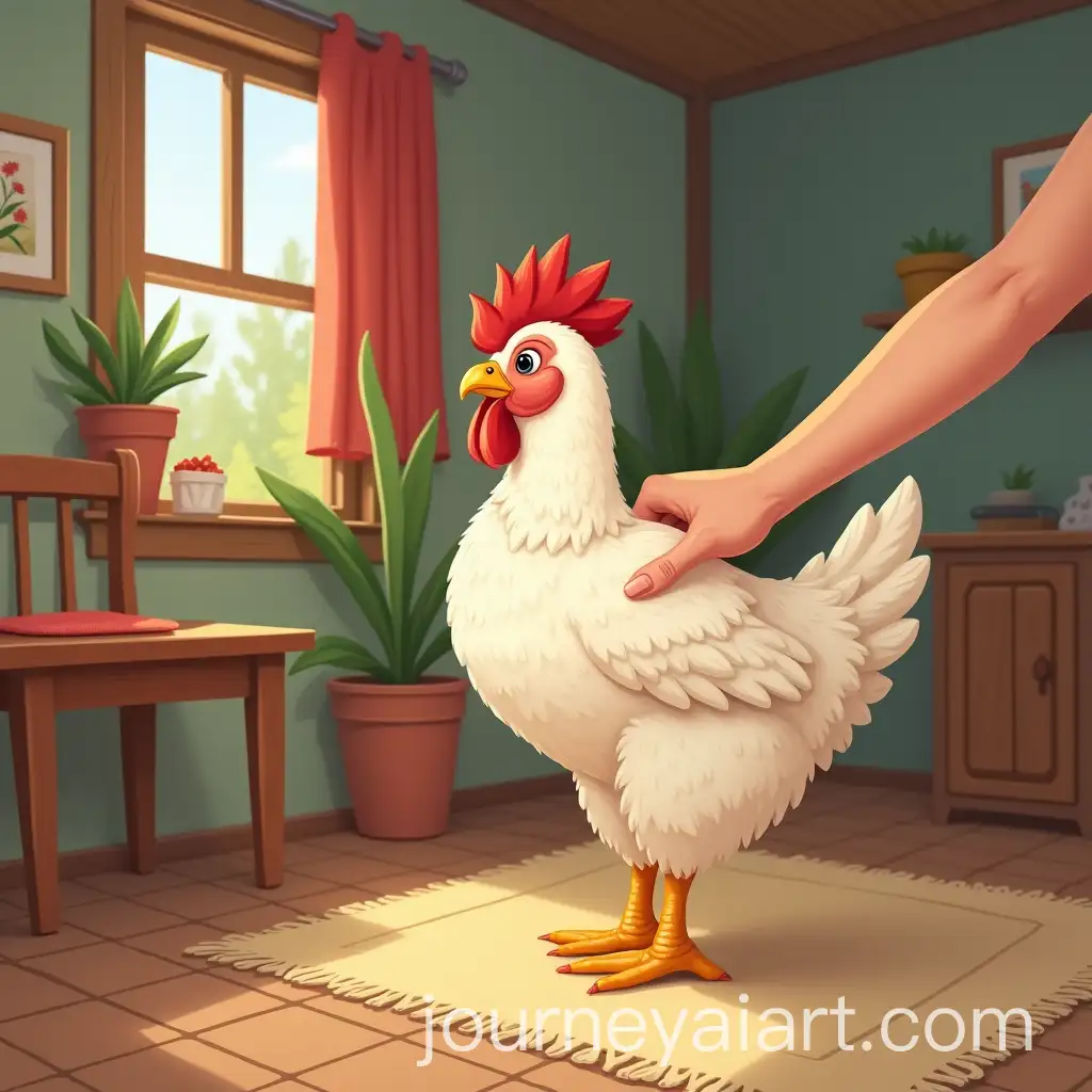 HandFed-Chicken-in-a-Cozy-Farmhouse-Room-Illustration