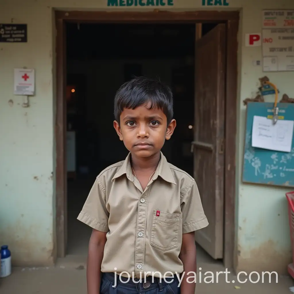 Indian-Teenager-in-School-Uniform-Outside-a-Medicine-Shop-in-Bihar