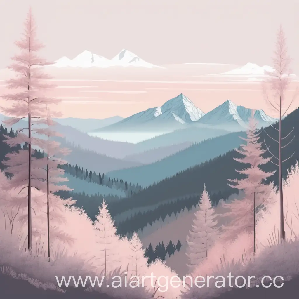 Peaceful-Pastel-Forest-Scene-with-Mountain-View