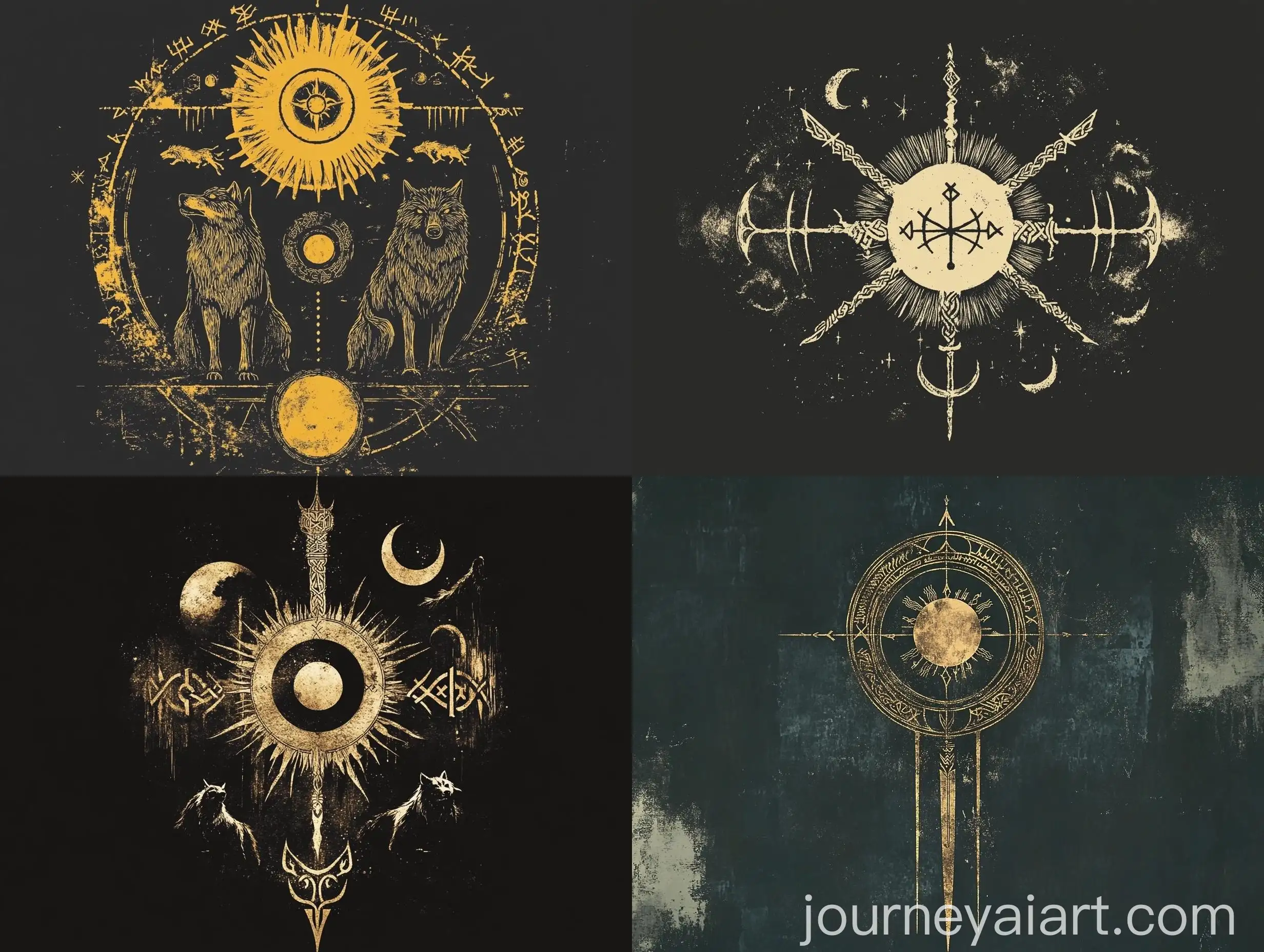 Viking-Vegvisir-with-Celestial-Motif-and-Pursued-by-Wolves