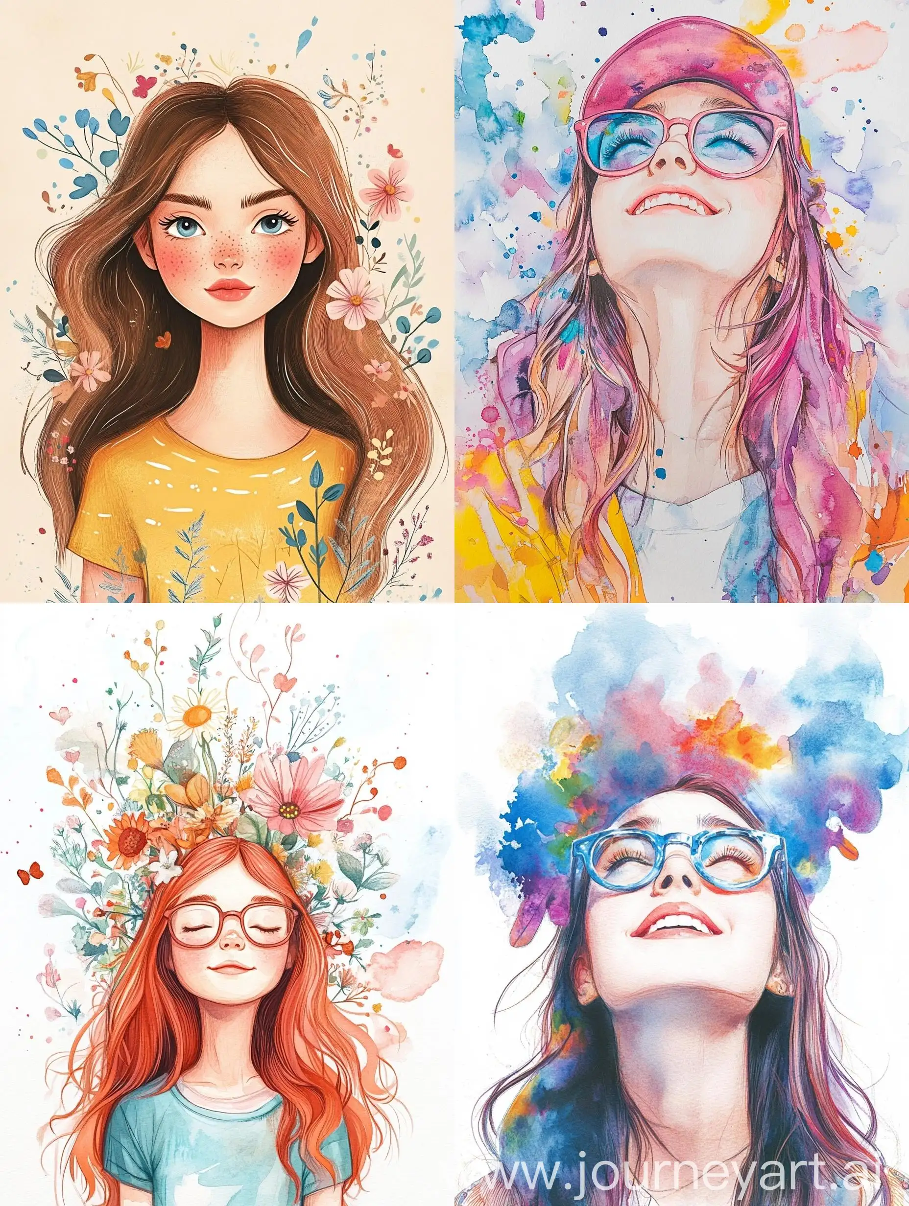 Successful-Girl-Designer-Celebrating-Global-Success-in-Watercolor-Style