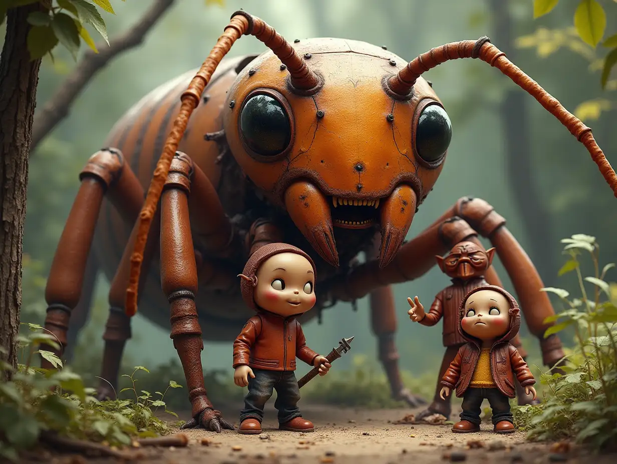 Ki-Fantasy Family,Man,Woman, and Children, giant ANT face