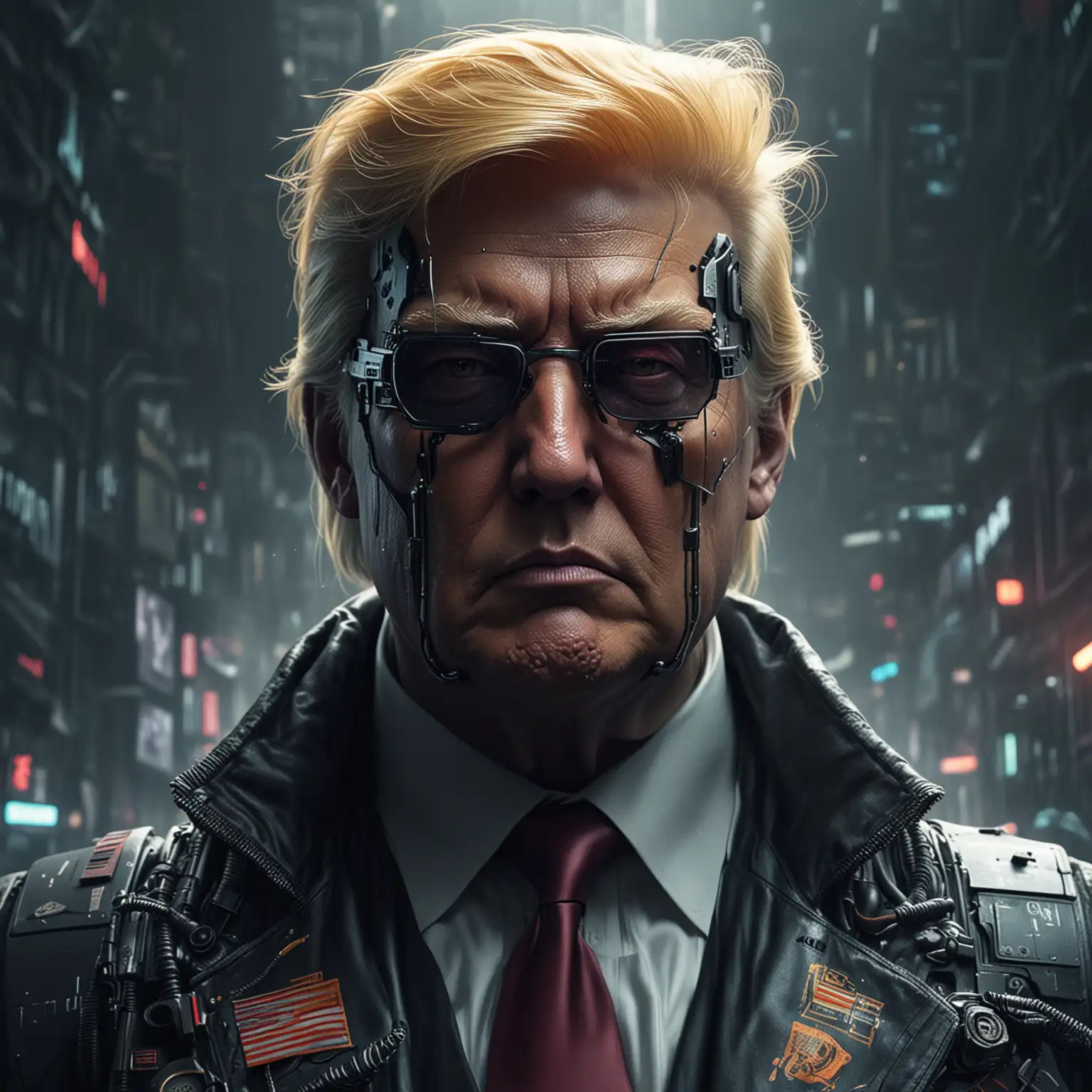 Cyberpunk-Version-of-Donald-Trump-in-Futuristic-Setting