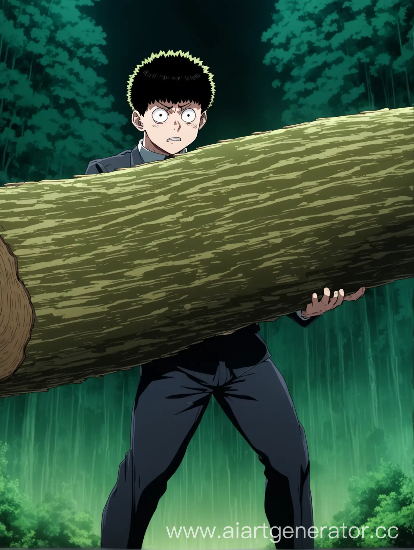 Muscular-Man-Holding-a-Large-Log-Inspired-by-Mob-Psycho-100-and-JoJo-Anime