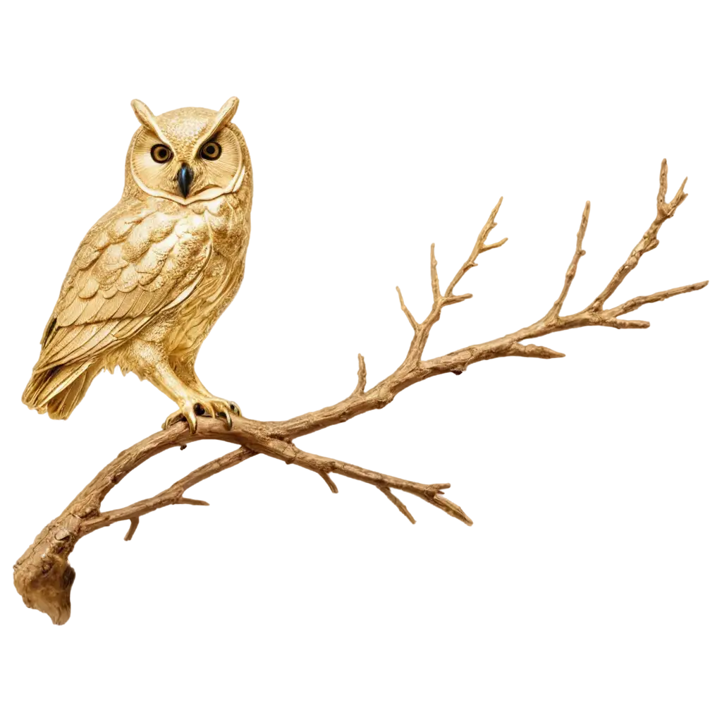 Golden-Owl-PNG-Image-on-Tree-Branch-Captivating-Art-for-Digital-Displays