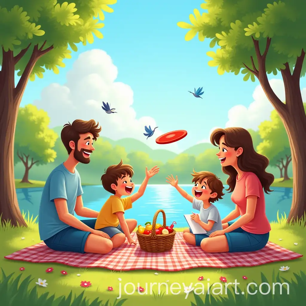 Happy-Family-Enjoying-a-Picnic-in-a-Lush-Park-on-a-Sunny-Afternoon