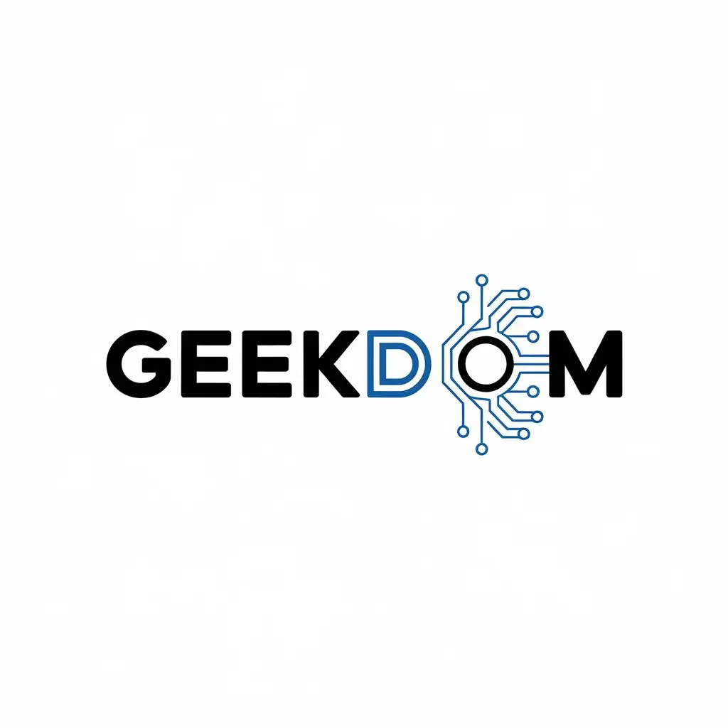 LOGO Design for Geekdom Circuit Style Text with Merged Typography for Internet Industry