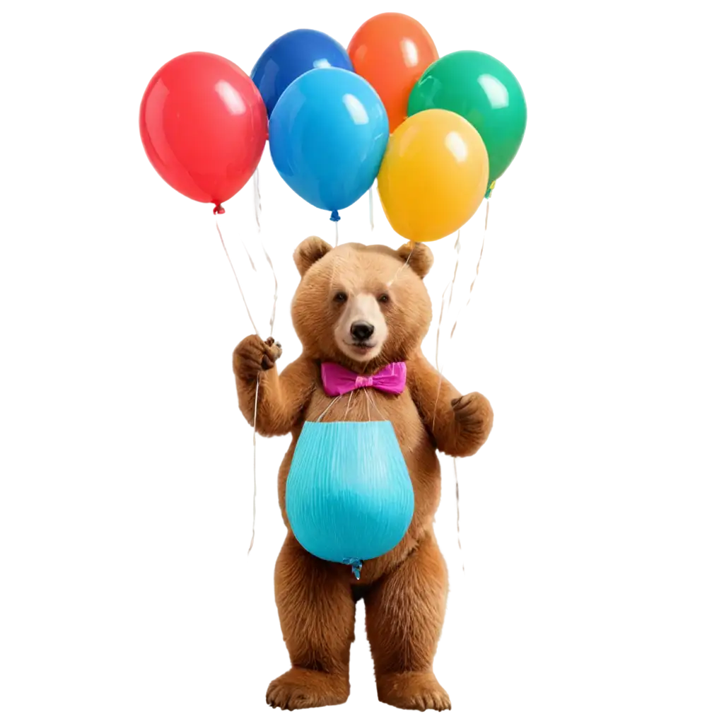 Colored bear holding balloons