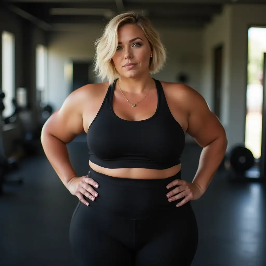 Curvy-Woman-in-Black-Gym-Gear-with-Voluptuous-Build