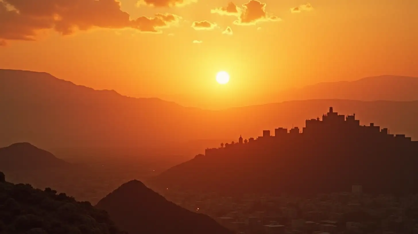 Biblical Era Desert City at Sunrise