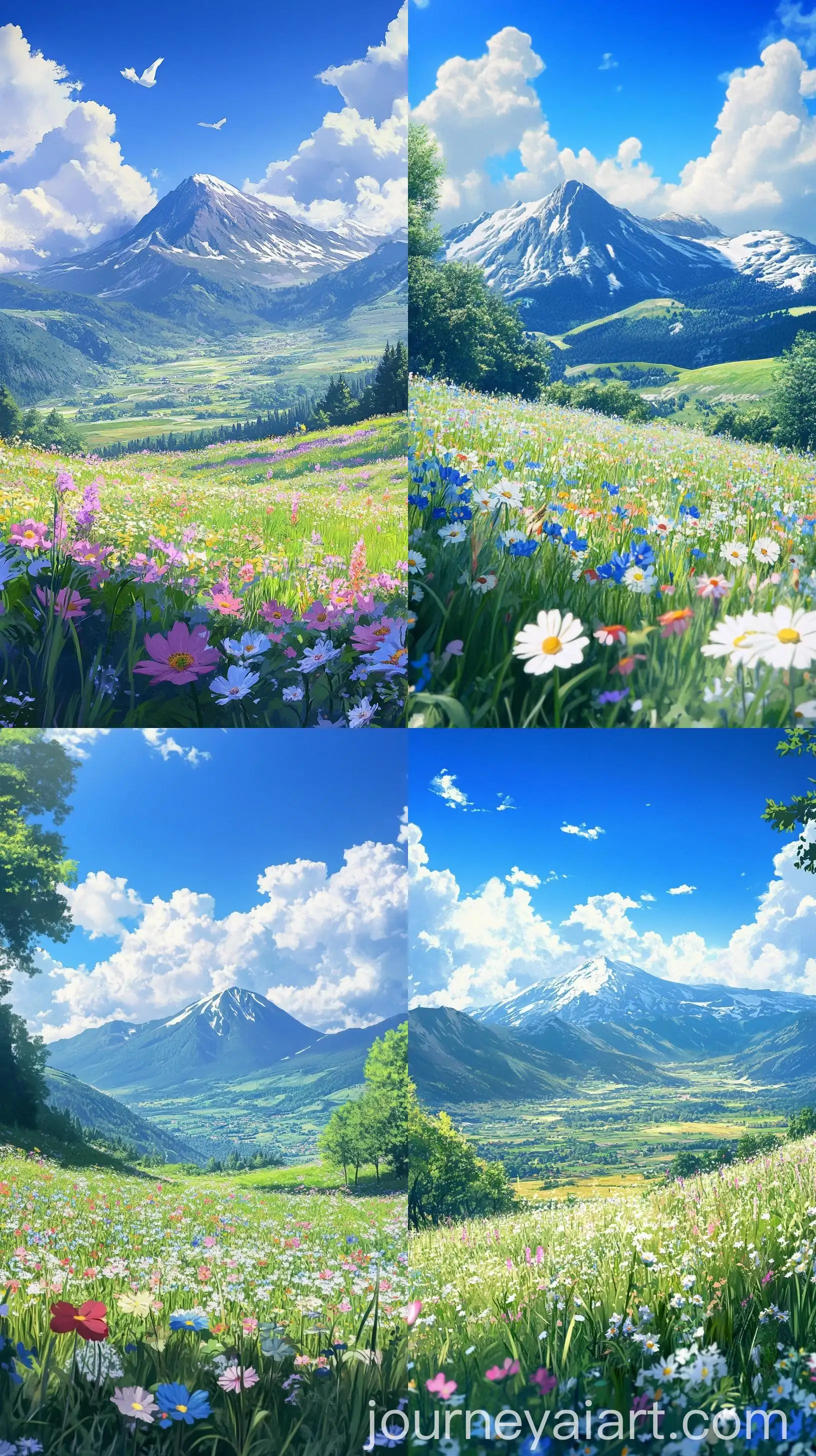 Tranquil-Prairie-Landscape-with-Mountains-under-Blue-Sky