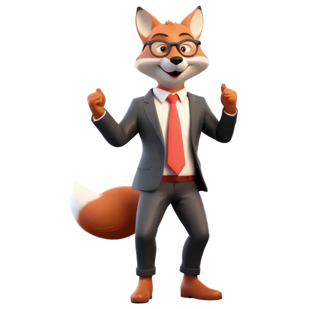 3D-Fox-in-Business-Suit-PNG-Image-Celebrating-Pose-with-Glasses