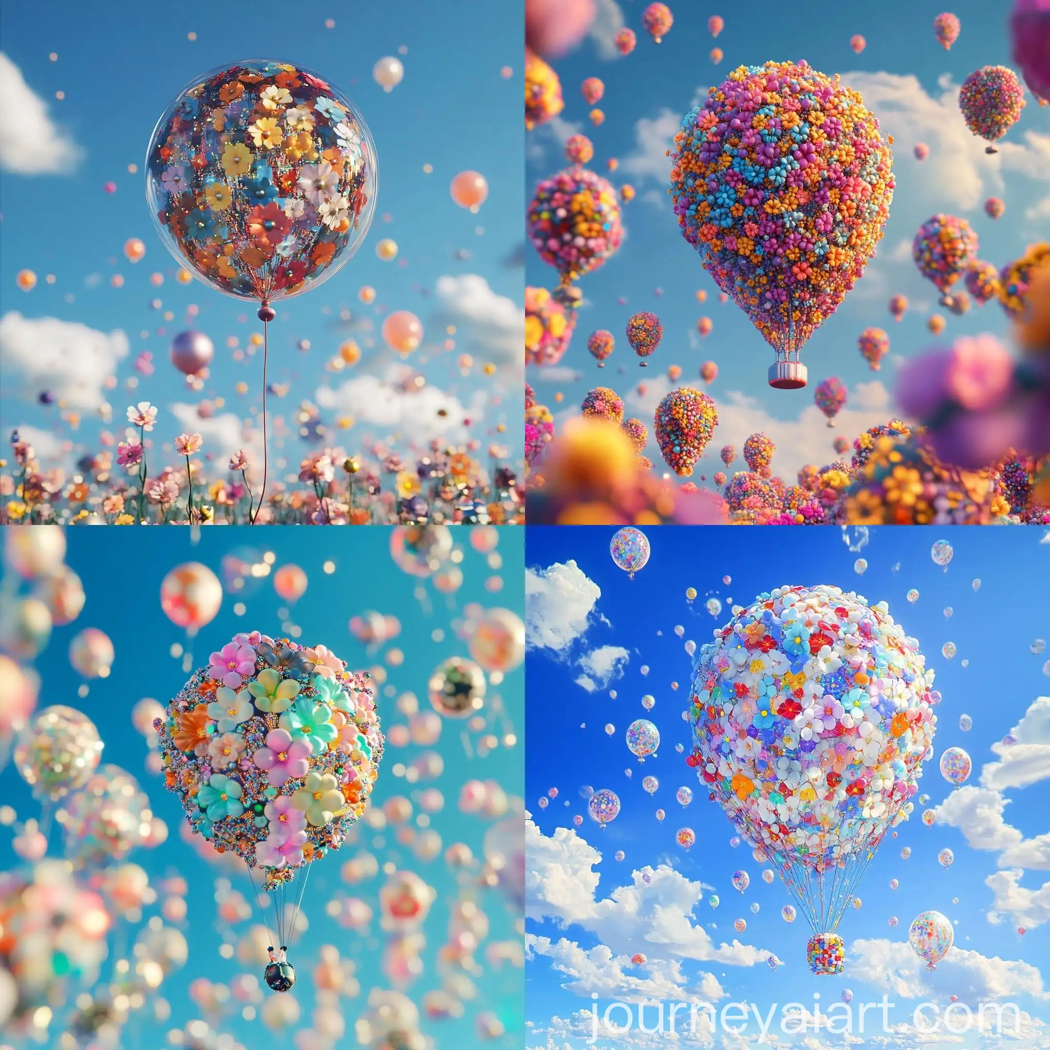 Futuristic-Electronic-Balloon-with-Colorful-Flowers-in-Sky