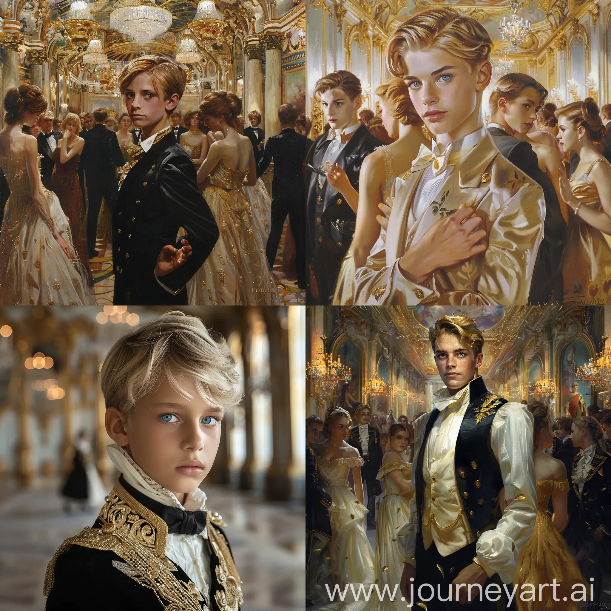 Aristocratic-14YearOld-Boy-at-Modern-Ball-with-Blonde-Girls