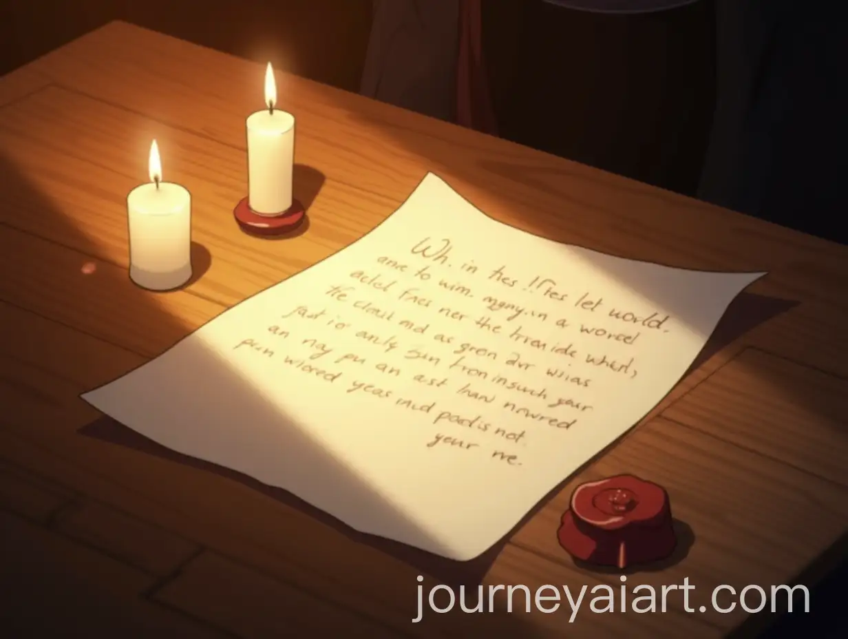 Handwritten-Letter-on-Wooden-Table-with-Envelope-and-Wax-Seal-in-Candlelight