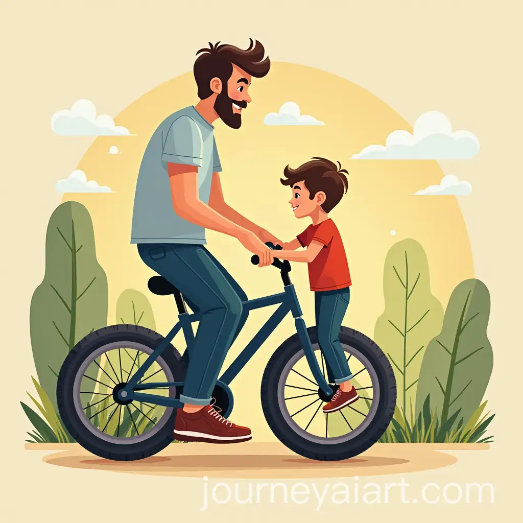 Father-Helping-Son-Ride-a-Bike-for-Fathers-Day-Celebration