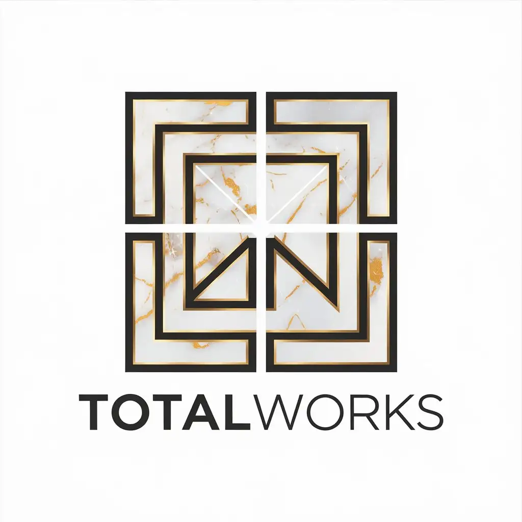 LOGO Design for TotalWorks Sophisticated Marble Tile and Gold Accent with Minimalist Premium Style