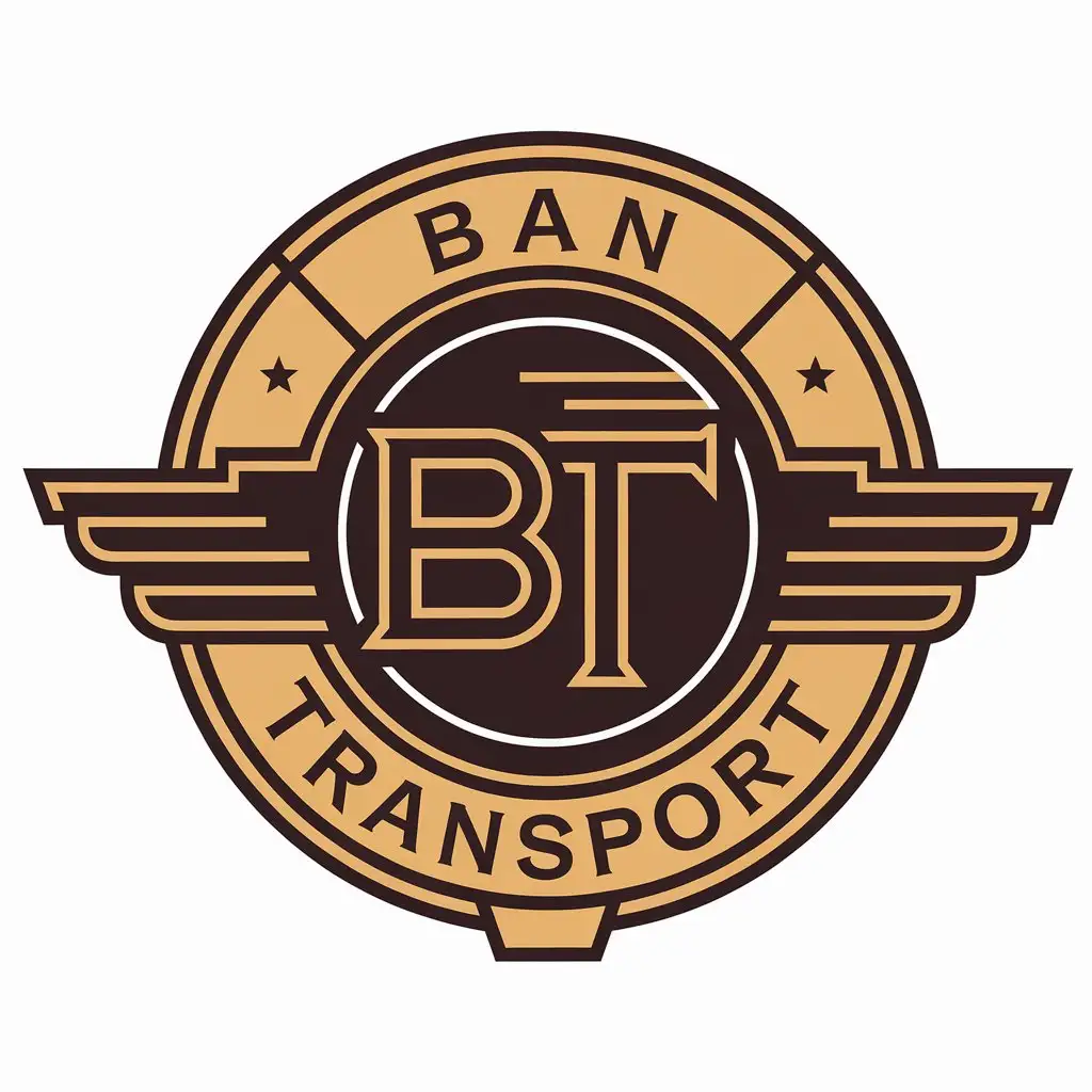 a vector logo design,with the text "Ban Transport", main symbol:B T,Moderate,be used in company of transport industry,clear background