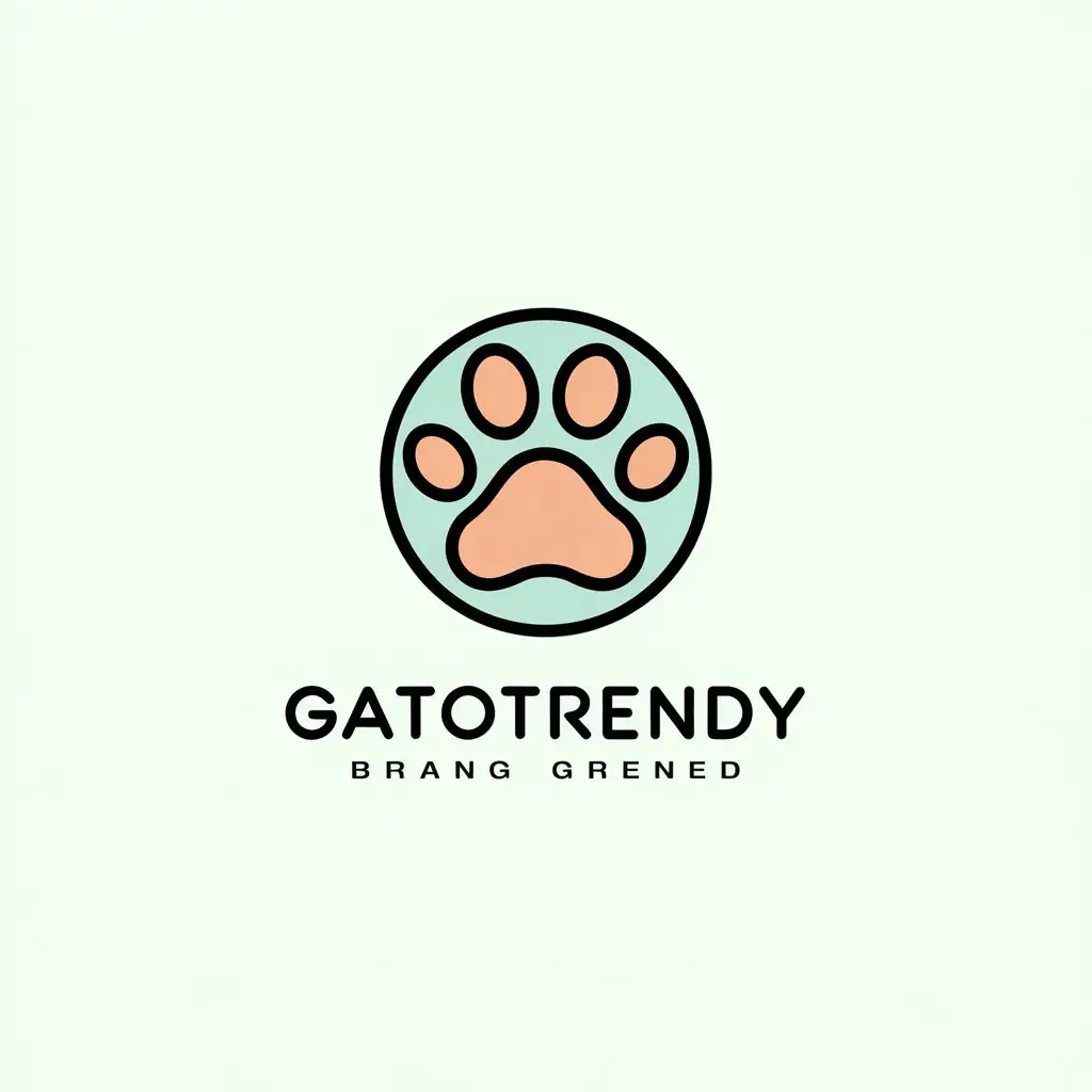 LOGO-Design-for-GatoTrendy-Circular-Cat-Paw-Print-in-Pastel-Colors-for-Pet-Grooming-Brand