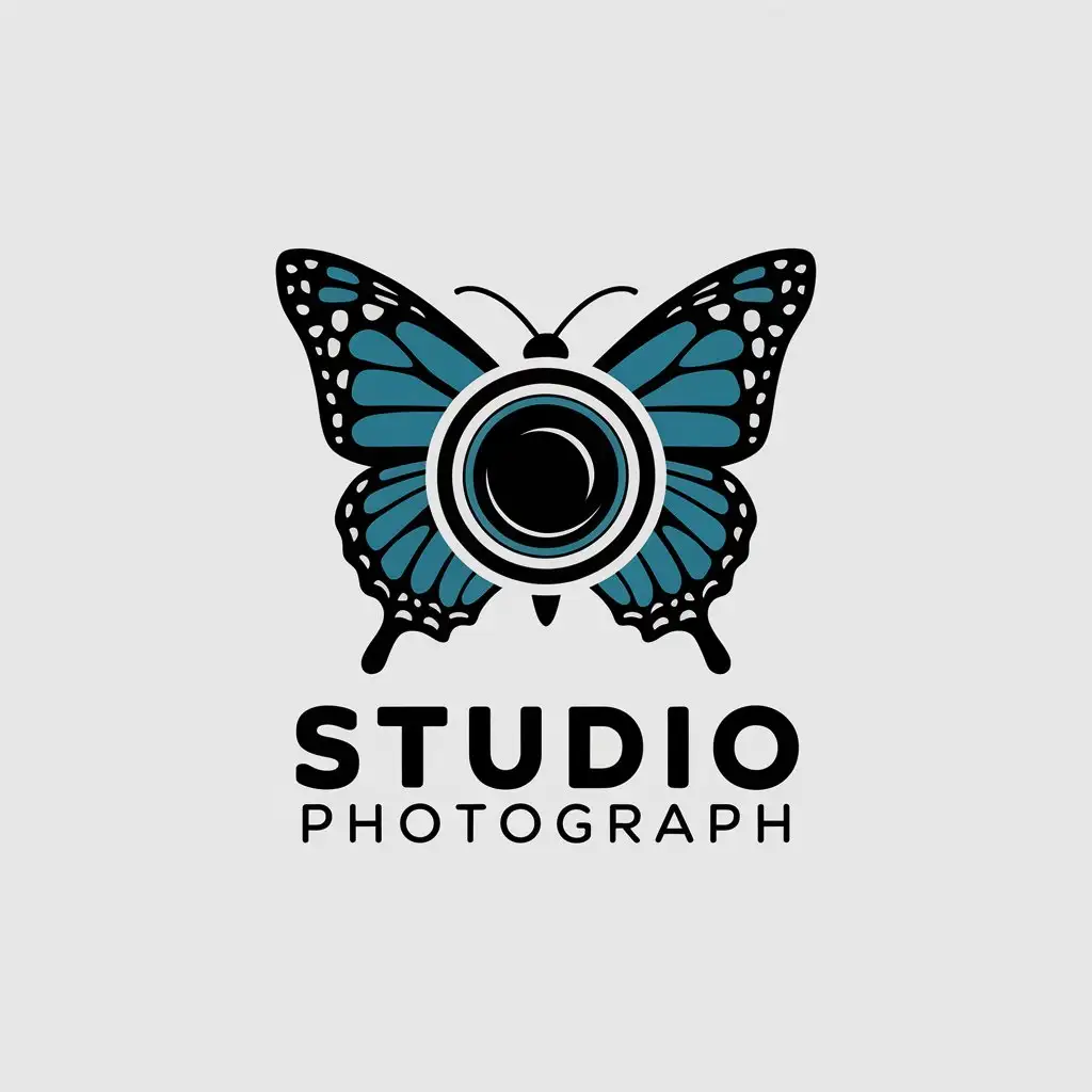 LOGO Design For Studio Photograph Butterfly and Camera with Clear Background