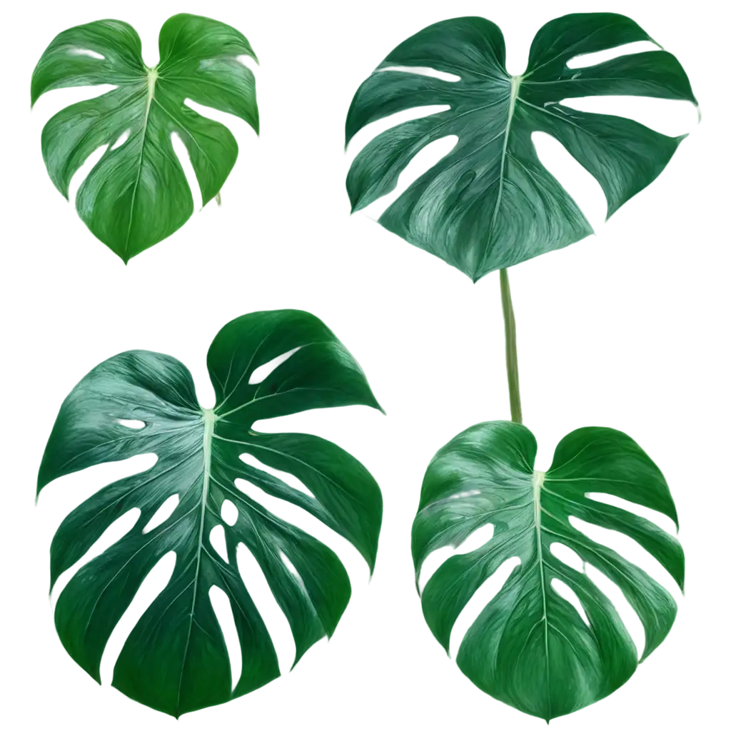 HighResolution-PNG-of-Monstera-Leaves-Photorealistic-Botanical-Illustration-with-Crisp-Details-and-Glossy-Texture