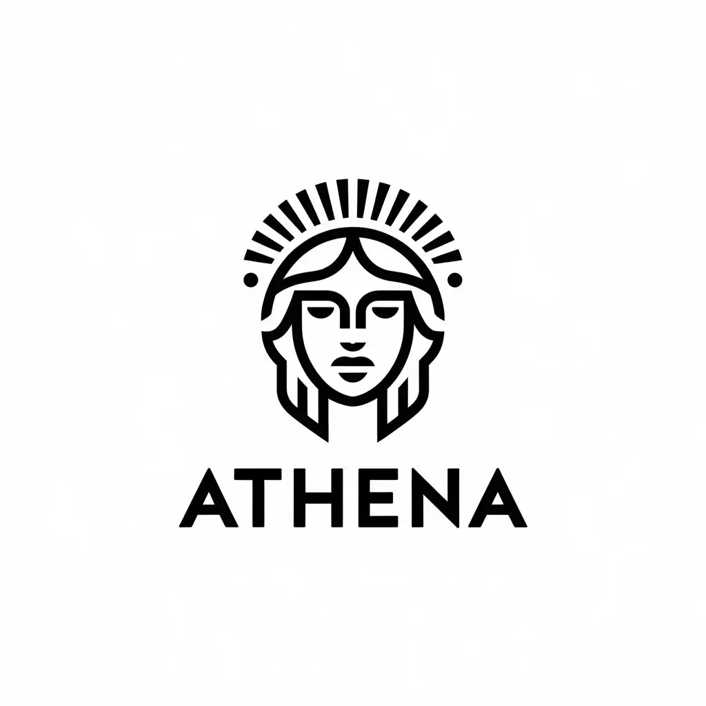 LOGO Design for Athena Minimalistic Face Symbol with Elegant Typography for Education Industry