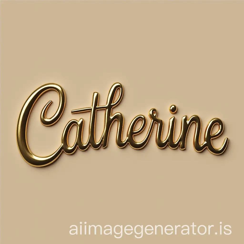 Elegant-Curved-Catherine-Name-in-GoldBeige-Bubble-Font